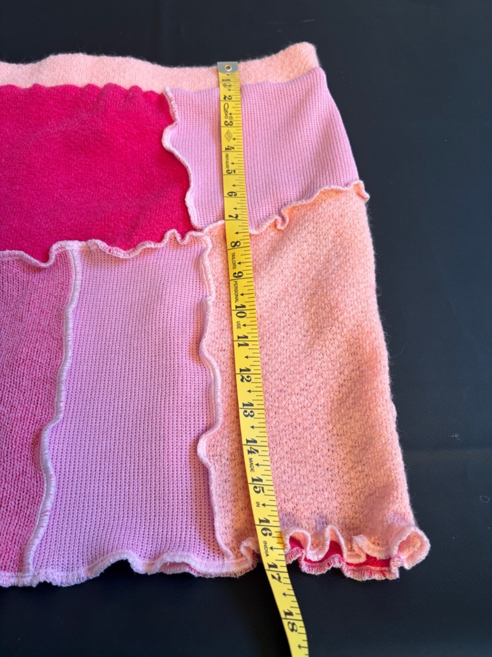 AKIRA Pink Patchwork Mini Skirt NWT | Y2K Colorblock Knit Raw Hem XL - Picture 6 of 7